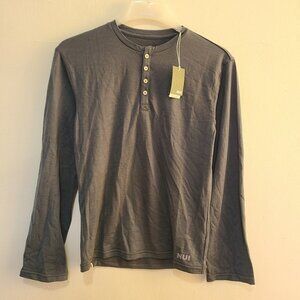 NWT Nui Organics Women's Wainui Merino Henley Top Gray Size XS